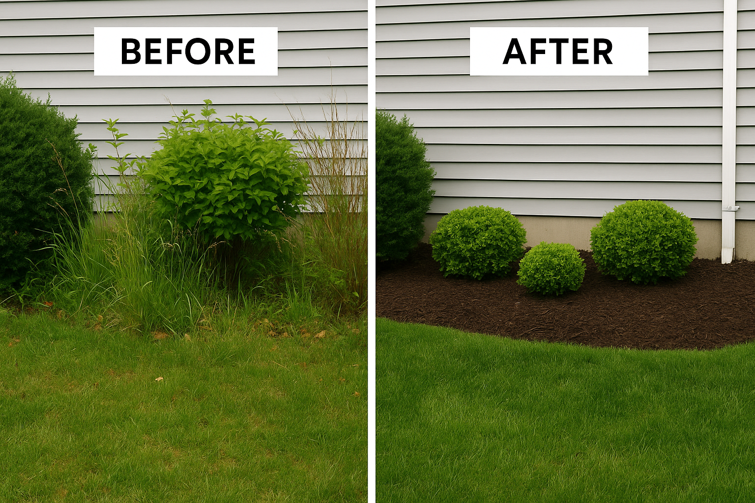 Cleaned and mulched flower bed after refresh